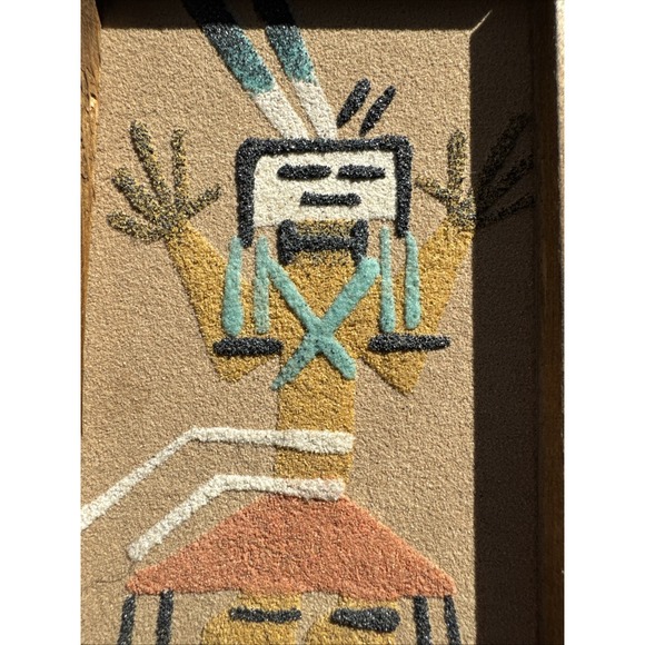 Vintage Navajo Sand Painting Art James Joe Native American Healing God 7.5X4.5" - Picture 3 of 11
